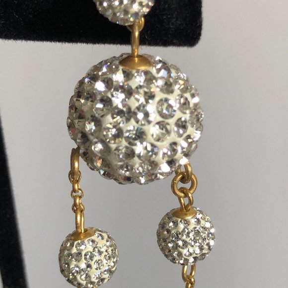 KATE SPADE Razzle Dazzle Gold Asymmetric Pave Crystal Ball Drop Earrings - Picture 3 of 5
